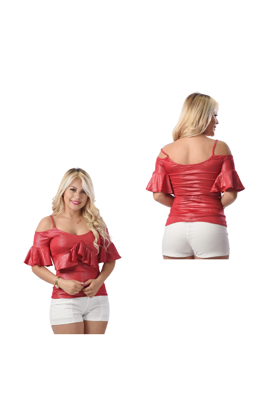 Haut rouge, effet satinés...