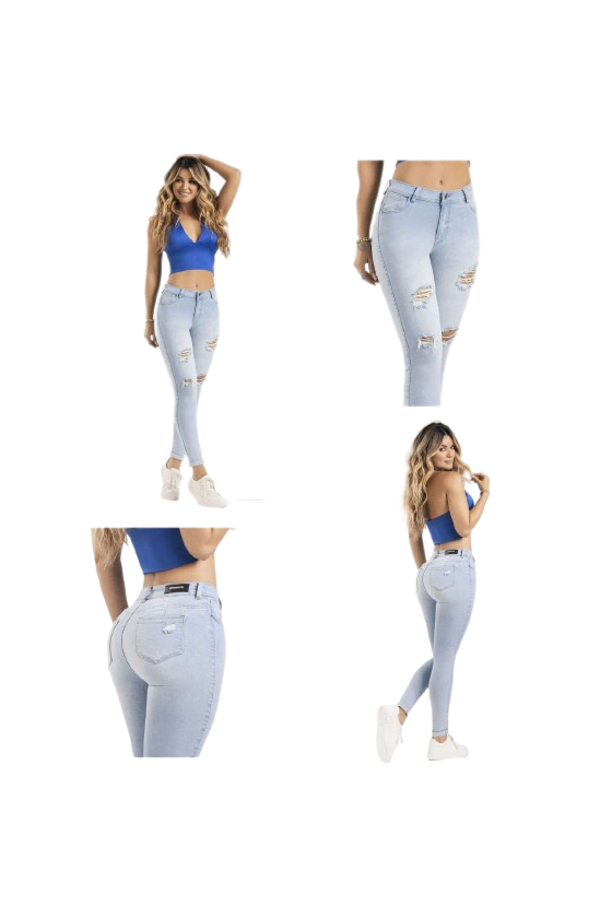 Jean pantalon colombien push-up bleu clair